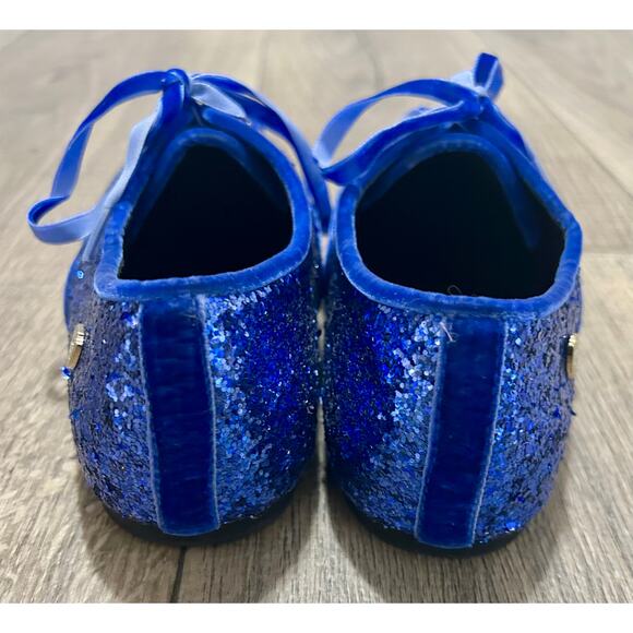 Cinderella princess blue glitter lace-up oxford/derby-style shoes. - Picture 5 of 9